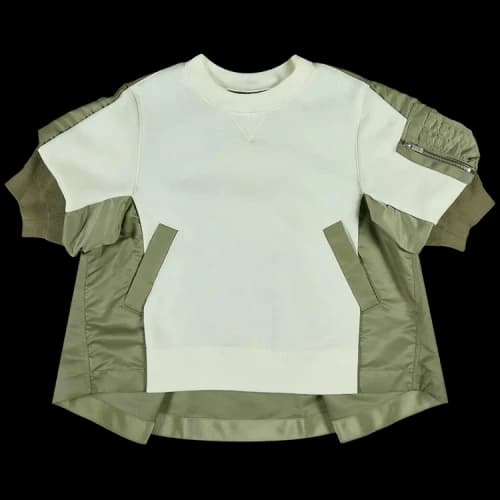 Sacai Nylon Twill Sponge Sweat Pullover 'Ivory/Light Khaki'