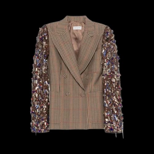 Dries Van Noten Checked Embroidered Blazer 'Rust'