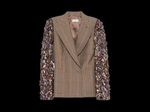 Dries Van Noten Checked Embroidered Blazer Rust