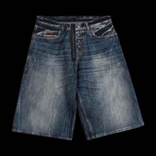 Martine Rose Zip Jean Short 'Blue Acid'