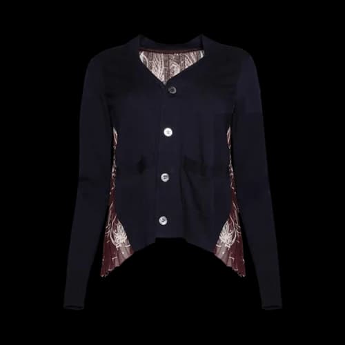 Sacai Dot Flower Print Cardigan 'Navy/Bordeaux'