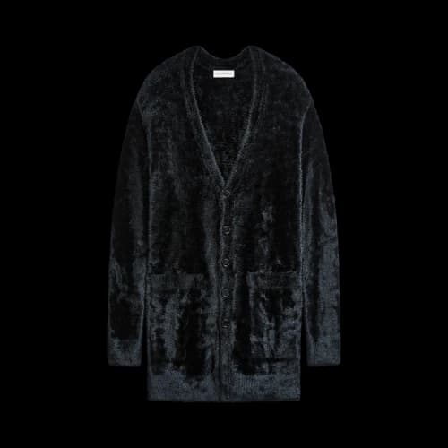 Dries Van Noten Velvet Viscose Cardigan 'Navy'