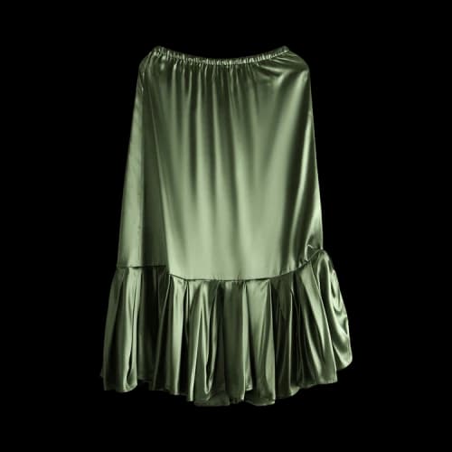 Dries Van Noten Women's Silk Skirt Khaki