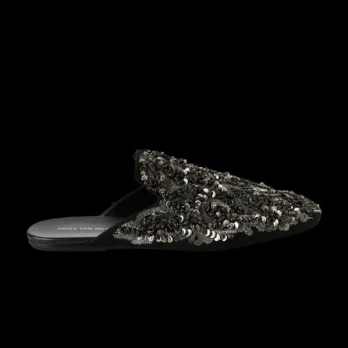 Dries Van Noten Silver Sequins Mule 'Black'