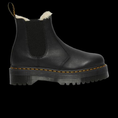 Dr. Martens 2976 Quad Faux Fur Lined Pisa Leather Platform Chelsea Boot Black