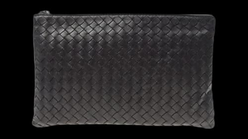 Bottega Veneta Lambskin Clutch Bag Dark Blue/Navy