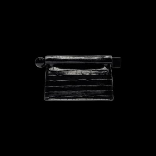 Jacquemus The Rond Carré' Crocodile Embossed Clutch 'Black'