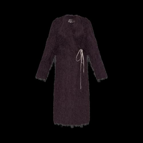 Dries Van Noten Fringed Coat Dark Purple