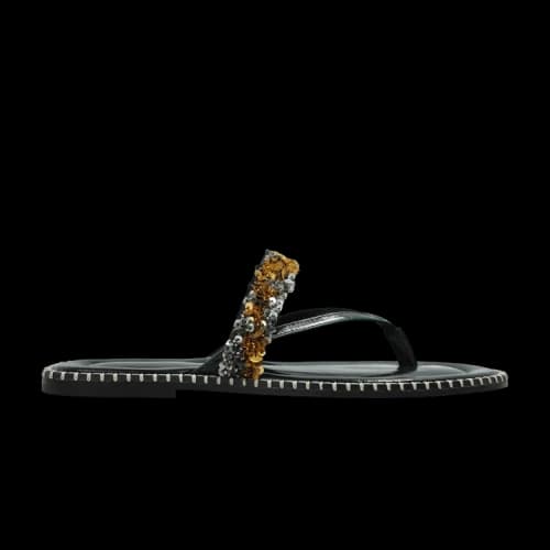 Dries Van Noten Sequin Leather Sandals Green Nickel (Women's)