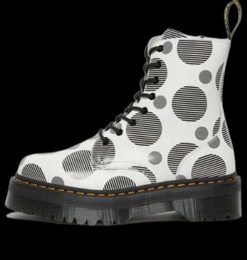 Dr. Martens Jadon Polka Dot Smooth Leather Platform Boots 'White Black' (Women's)