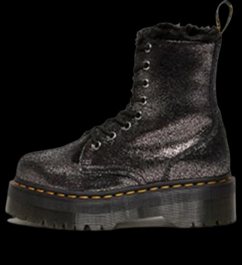 Dr. Martens Jadon Faux Fur-Lined Metallic Leather Platform Boots 'Black' (Women's)