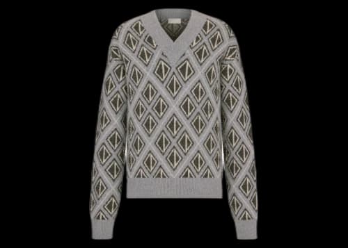 Dior x CACTUS JACK Sweater with CD Diamond Motif Gray