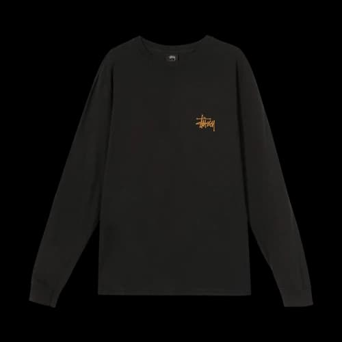 Stussy Basic Pigment Dyed Long-Sleeve Tee 'Black'