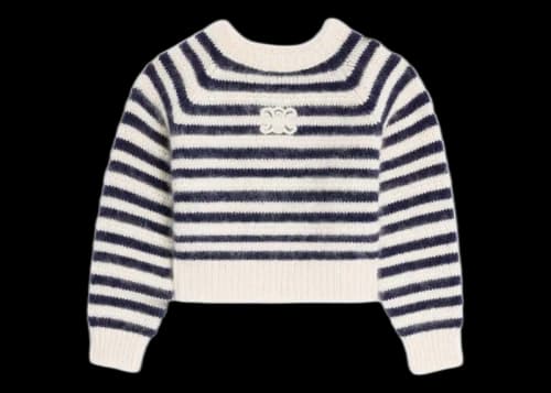 Celine (W) Zip-Up Crop Top In Athletic Knit Grey/Off White