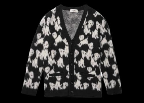 Celine Brushed Cotton-Blend Jacquard Cardigan Black