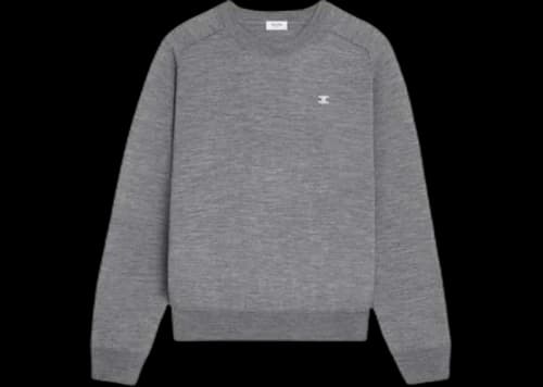 Celine Triomphe Crew Neck Wool Sweater Medium Grey