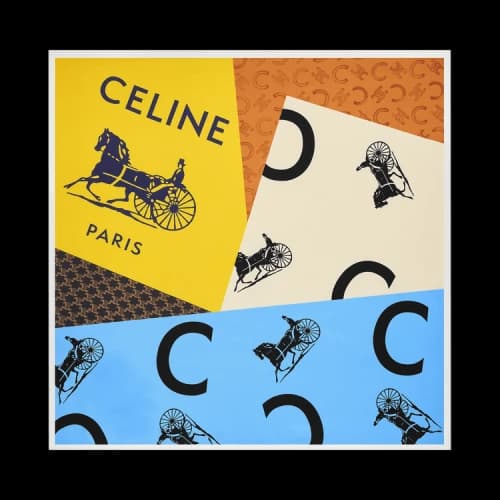 CELINE Silk Twill Square 'Blue/Cream/Yellow'