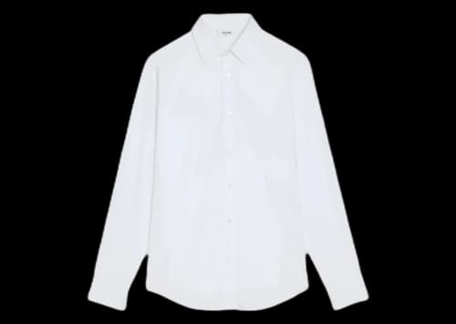 Celine Drugstore Collar and Edge-Stitching in Cotton Poplin Loose Shirt White