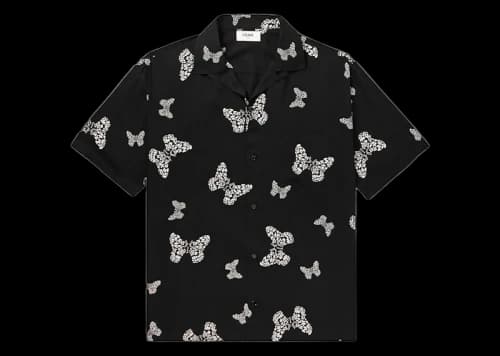 Celine Hawaiian Loose Butterfly Print Viscose Shirt Noir/Creme