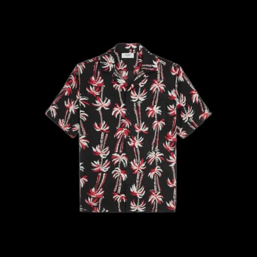 Celine Hawaiian Shirt in Printed Viscose Black/Brown/Red