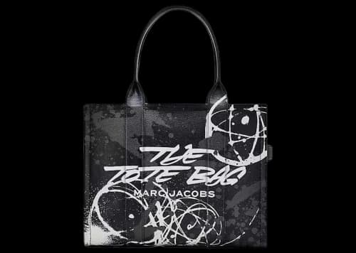 Marc Jacobs x Futura Leather Large Tote Bag Black/White