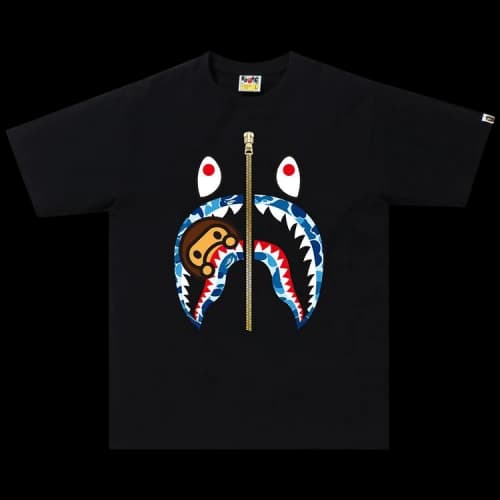 BAPE ABC Camo Milo Shark Tee 'Black/Blue'