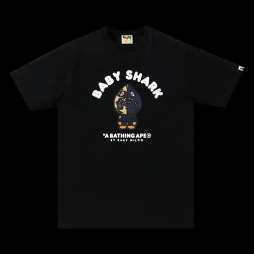 BAPE Baby Milo Shark College Tee 'Black/Navy'