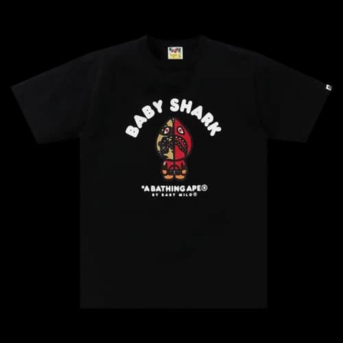 BAPE Baby Milo Shark College Tee 'Black/Red'
