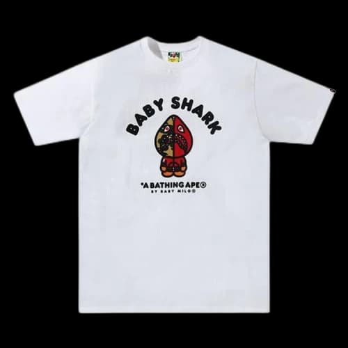 BAPE Baby Milo Shark College Tee 'White/Red'