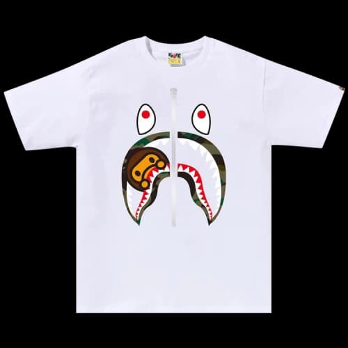 BAPE 1st Camo Milo Shark Tee 'White/Green'