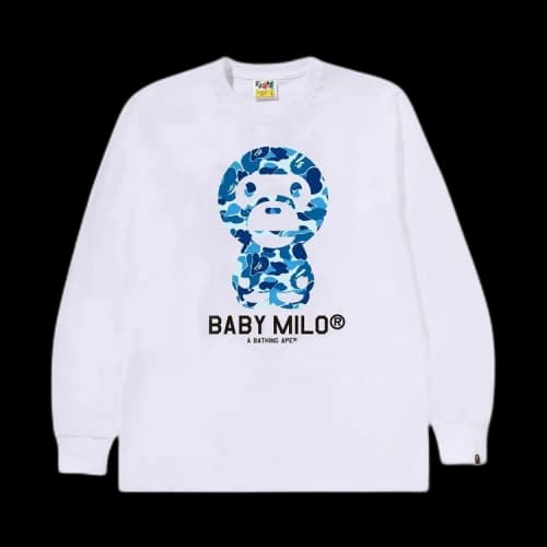 BAPE ABC Camo Baby Milo Long-Sleeve Tee 'White/Blue'