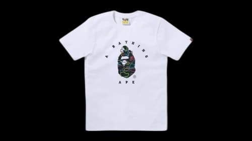 BAPE Women's Neon Camo Milo On Ape Head Tee White