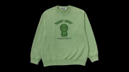 BAPE Garment Dye Baby Milo Relaxed Fit Crewneck Sweatshirt Green