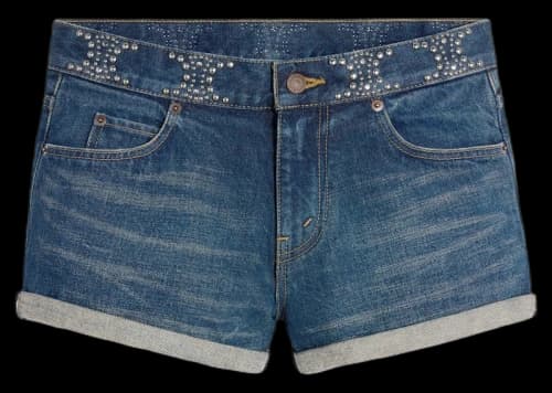 Celine Clean Dark Union Wash Denim Mini Shorts Clean Dark Union Wash