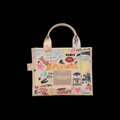 Marc Jacobs Punk Scribble Canvas Small Tote Bag 'Beige/Multicolor'