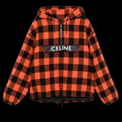 CELINE Checkered Quarter-Zip Hoodie 'Orange'