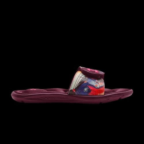 Under Armour Ignite 4 Graphic Strap Slide 'Black Dark Cherry' (Women's)