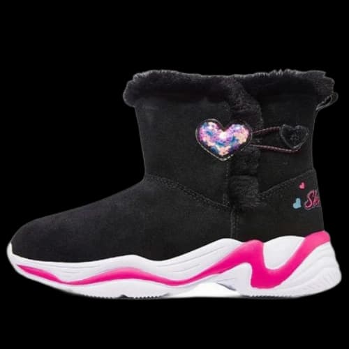 (GS) Skechers Comfy Winter Boots 'Black Pink'