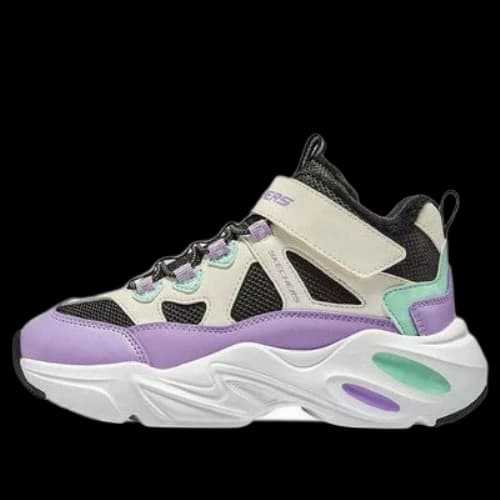(GS) Skechers Trainers 'Beige Black Purple'