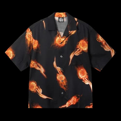 Stussy x Dries Van Noten Flame Rose Shirt 'Black'