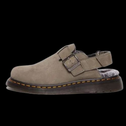 Dr.Martens Jorge II Faux Fur Lined Nubuck Slingback Mules 'Nickel Grey'
