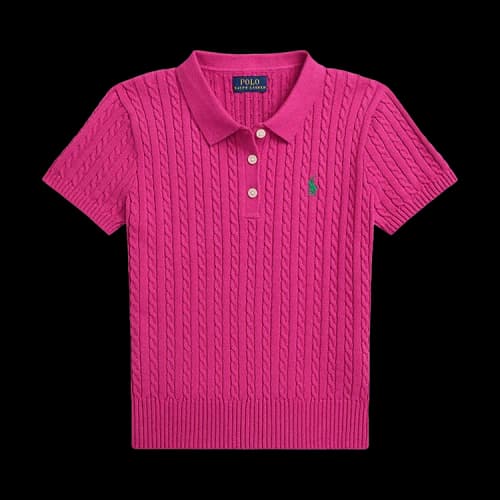 Polo Ralph Lauren Short-Sleeve Combed Mini Cable Knit Polo Shirt 'College Pink'
