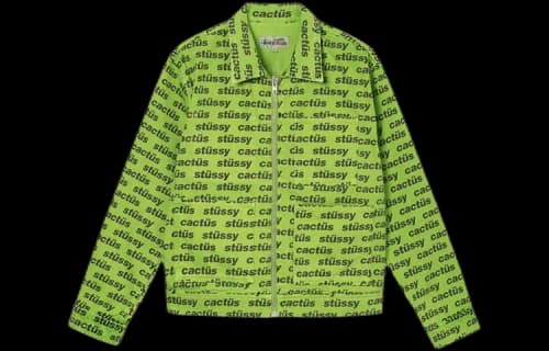 Stussy x CPFM Crossover Zip Work Jacket Alphabet Logo Full Print Denim Unisex Green