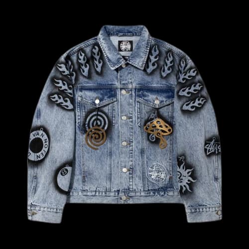 Stussy x Dries Van Noten Hand-Stencilled Denim Jacket 'Washed Blue'