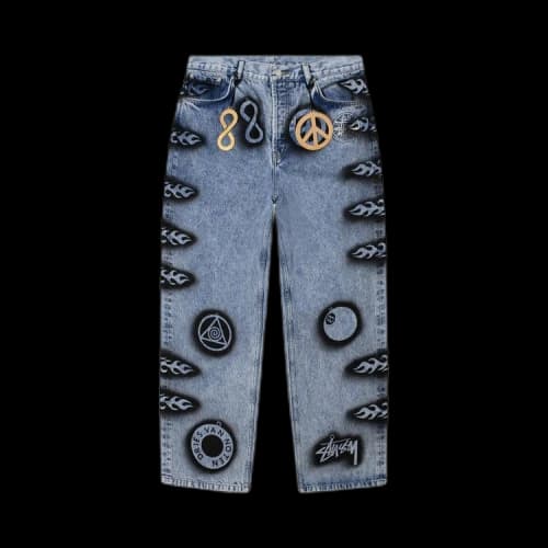 Stussy x Dries Van Noten Hand-Stencilled Jeans 'Washed Blue'
