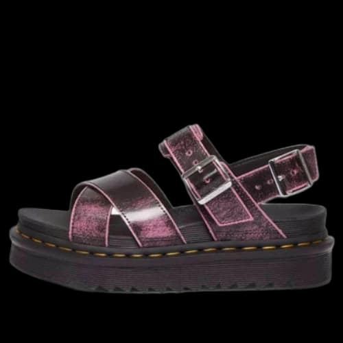 Dr. Martens Voss II Distressed Leather Platform Sandals 'Black Fondant Pink' (Women's)