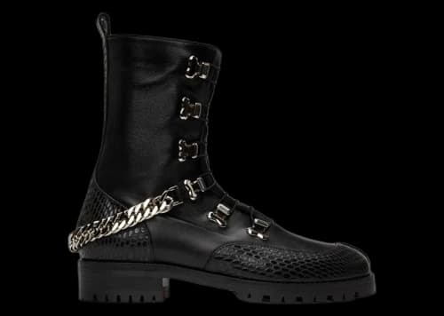 Christian Louboutin Horse Guarda Flat Calf Boot Black Silver (Women's)
