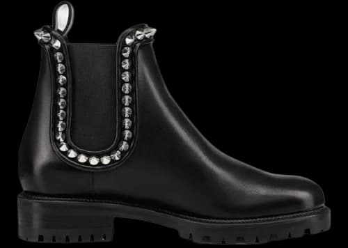 Christian Louboutin Capahutta Flat Leather Boot Black Studded (Women's)