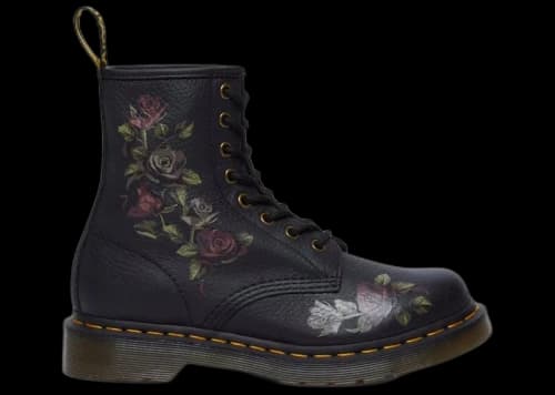 Dr. Martens 1460 Decayed Roses Leather Boot Black (Women's)