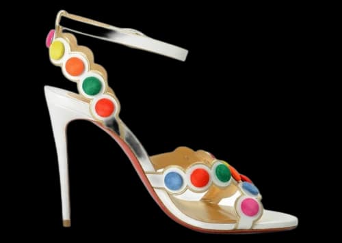 Christian Louboutin Smartissima 100 White Leather Strappy Sandal Multi Mekong (Women's)